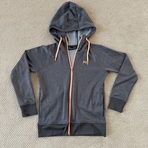 Under Armour speckled gray hooded zip up jacket. SZ S